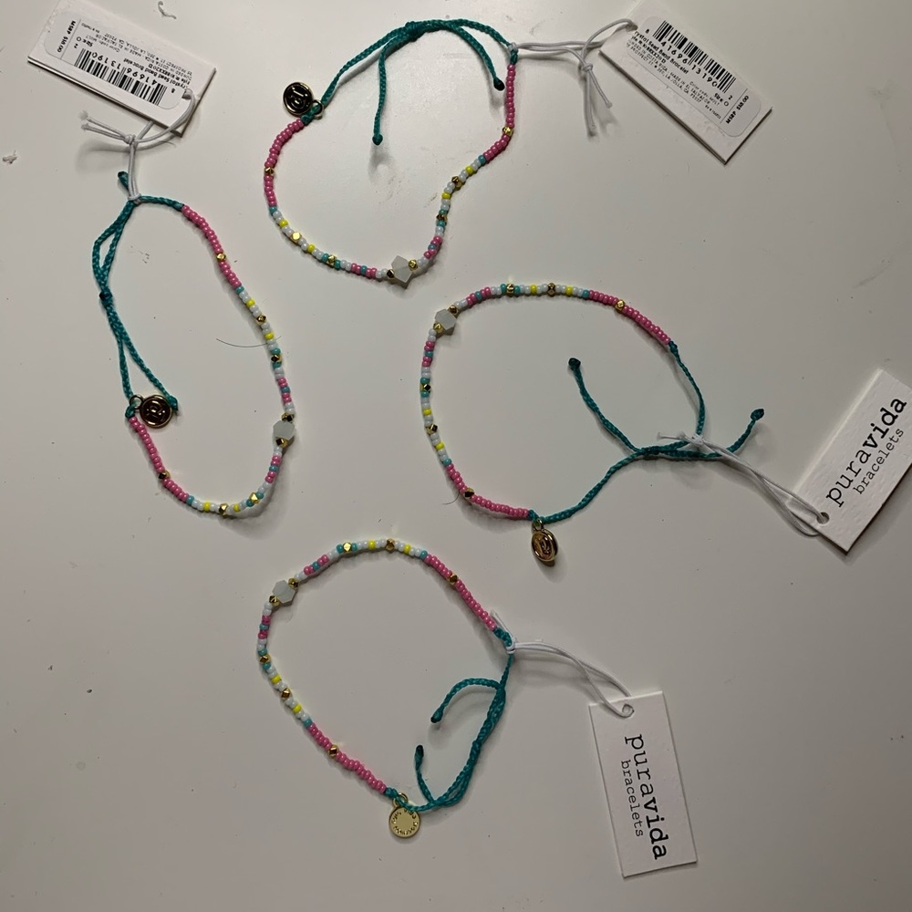4 Pura Vida Crystal Seed Bead Bracelets!